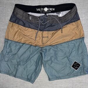 Salty Crew Men's Blue and Tan Board Shorts